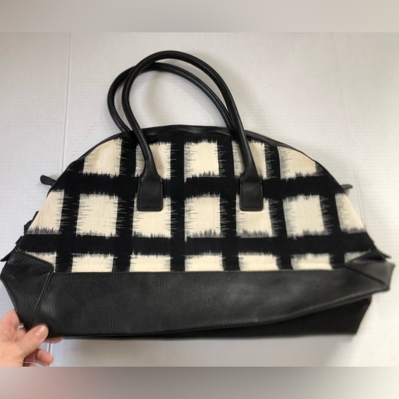 Black and White Checkered Overnight Bag - Picture 2 of 16